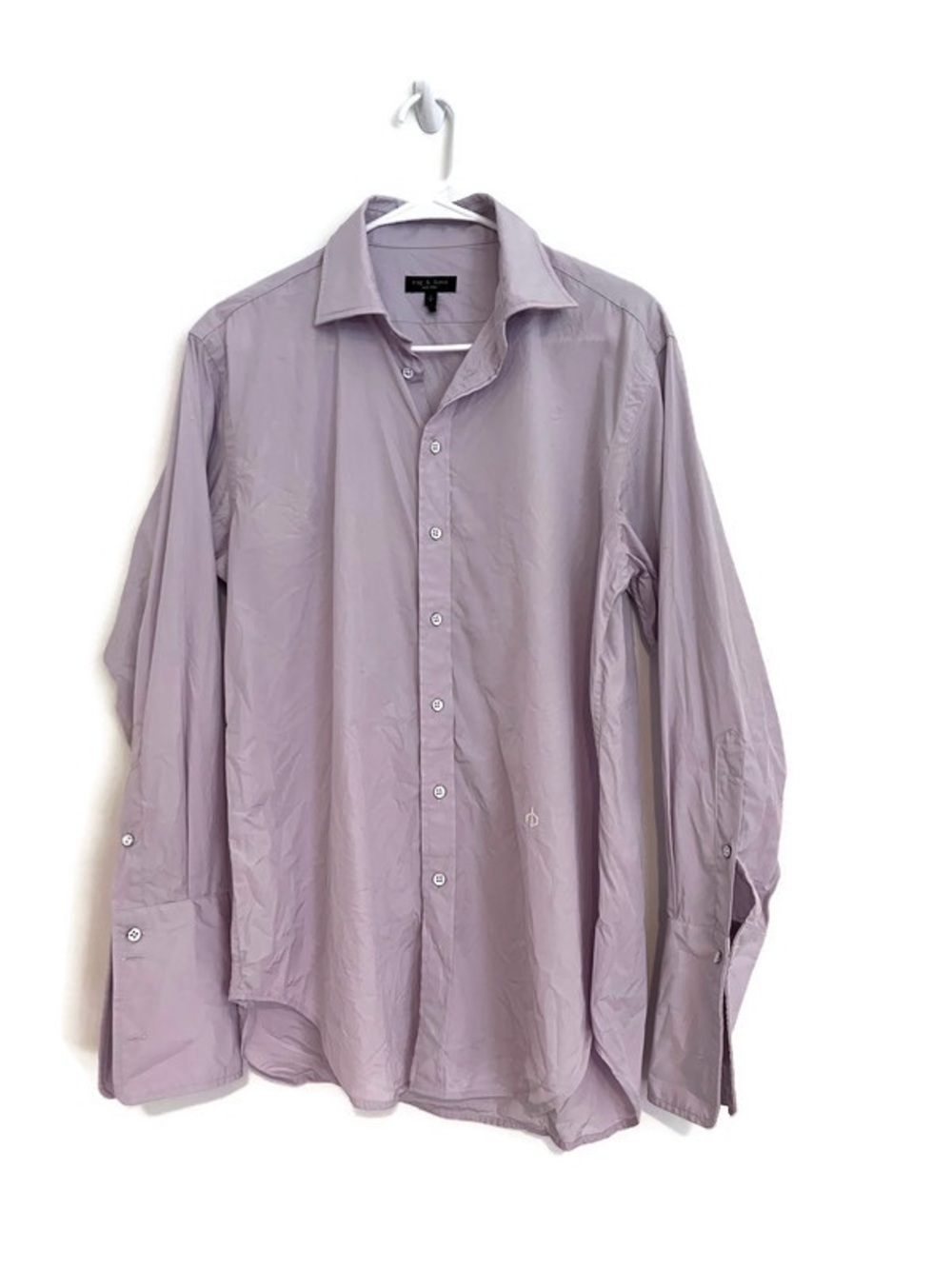 Rag & Bone Womens Lavender Diana Poplin Cotton Logo Button-Up Shirt Size S Cuffs - Picture 6 of 13